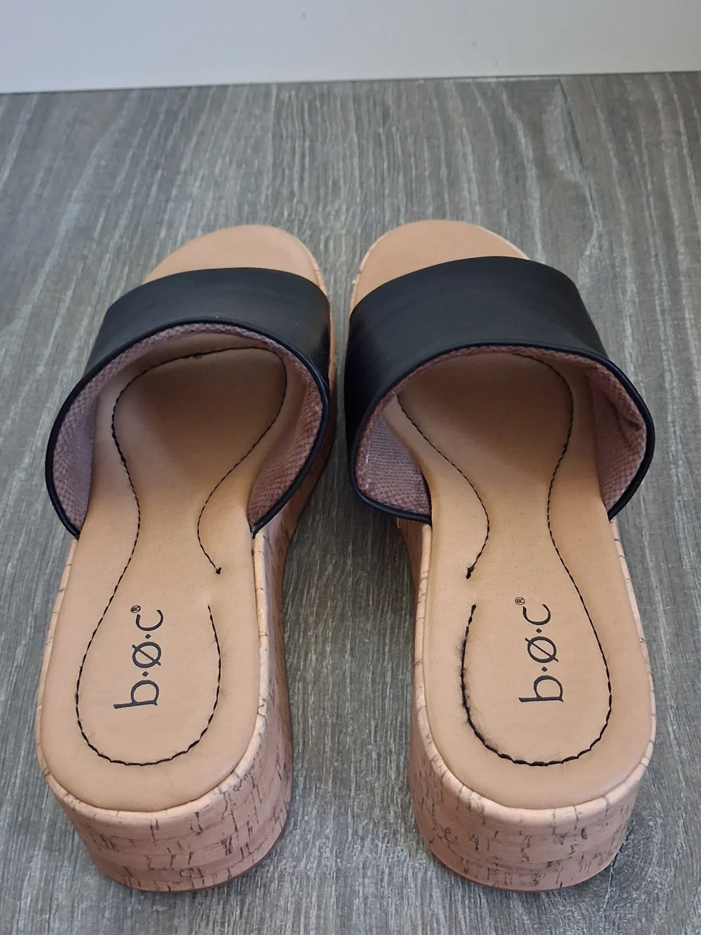 b.o.c. Black Slide Wedge Sandals